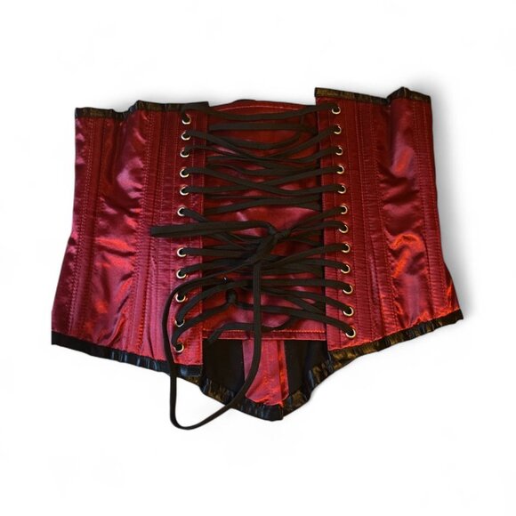 Underbust Red Satin Corset Adjustable Lace Up Back NWT - Picture 4 of 7